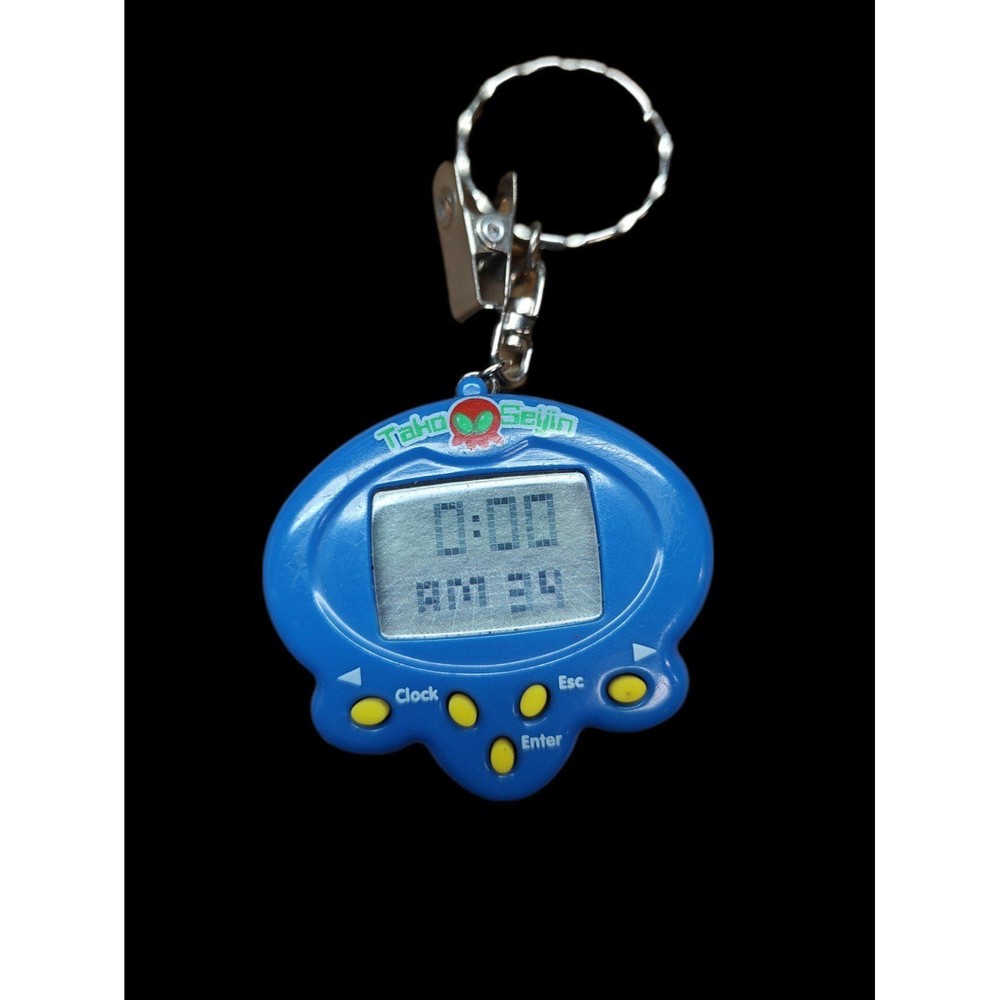 VTG Tako Seijin Tamagotchi Type Handheld Keychain Alien Virtual Pet Blue
